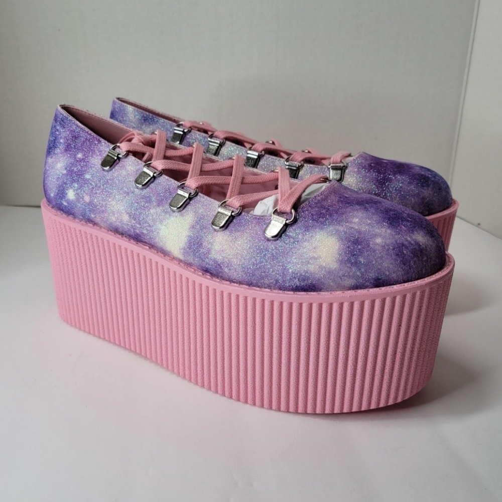 Y.R.U. Pink Galaxy Kaos Ballerina Platforms - Picture 11 of 12